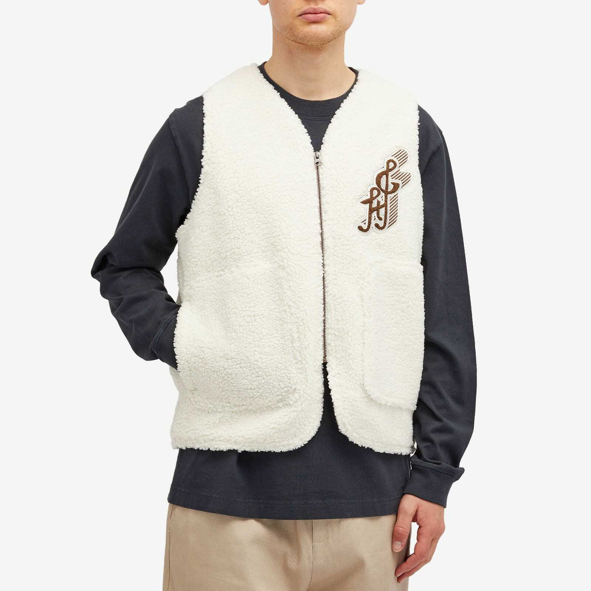 Honor the Gift Men's Teddy Notes Fleece Vest in Cream