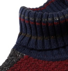 Etro - Slim-Fit Colour-Block Cable-Knit Wool-Blend Rollneck Sweater - Navy