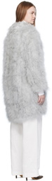 Yves Salomon Gray Feather Shawl Collar Coat