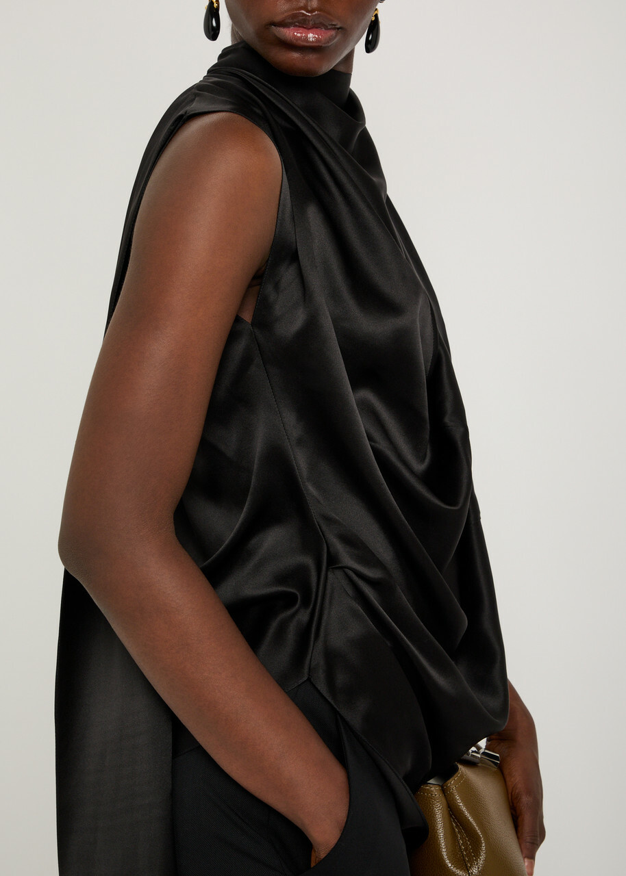 Roksanda Vesper Draped Silk top Black