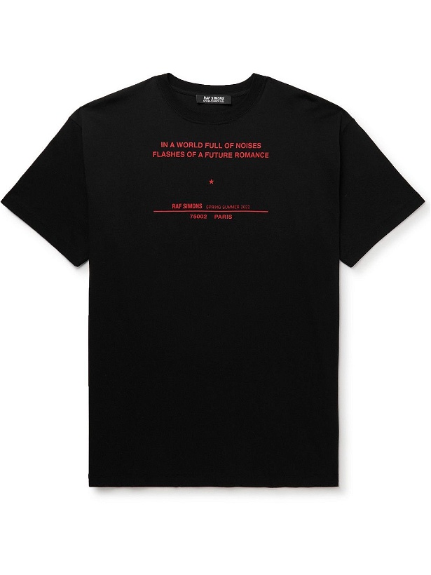 Photo: Raf Simons - Oversized Printed Cotton-Jersey T-Shirt - Black