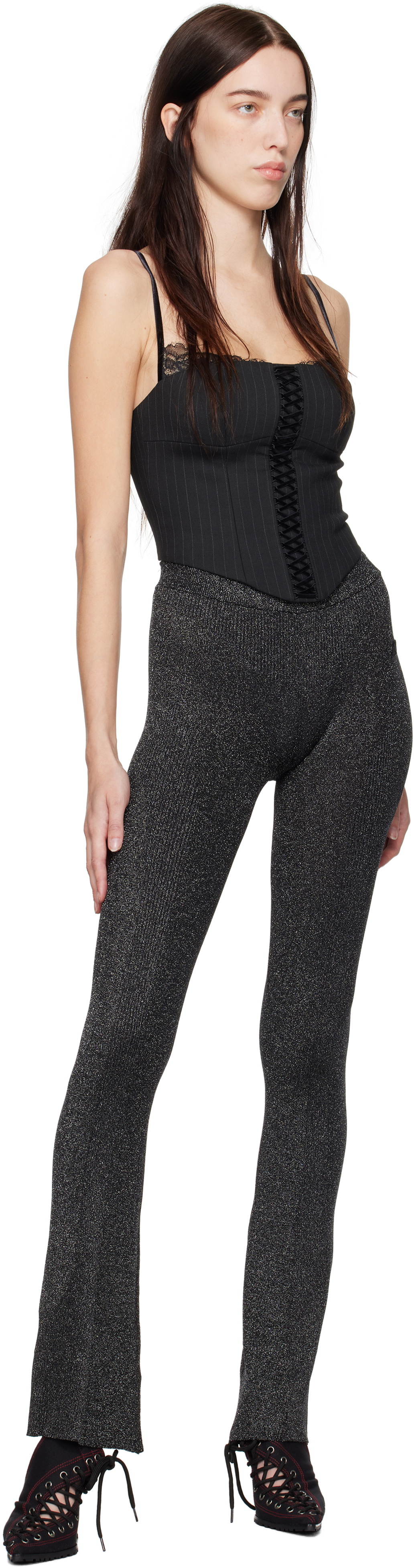 MISBHV Black Knitted Flared Trousers