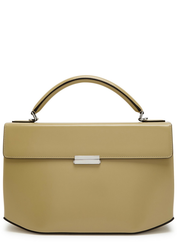 Photo: Toteme Glossed Leather top Handle bag - Beige - One Size