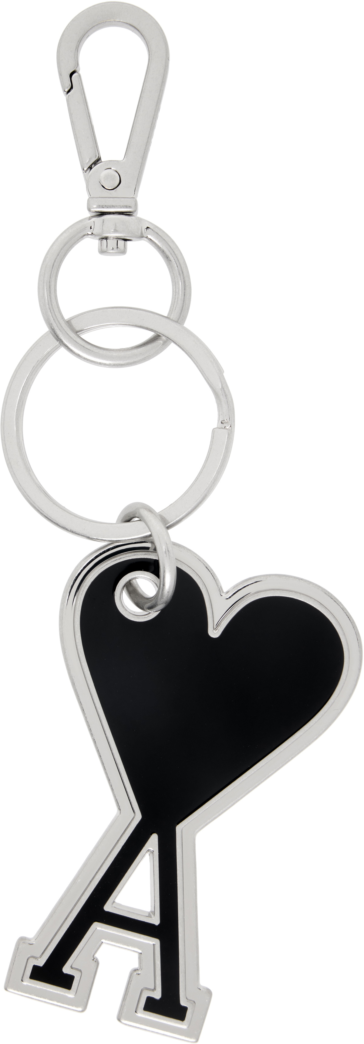 AMI Paris Silver & Black Ami de Coeur Keychain