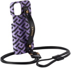Versace Black & Purple 'La Greca' iPhone 12 Case