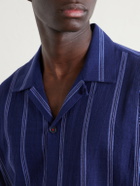 Kardo - Yusuke Camp-Collar Striped Cotton Shirt - Blue