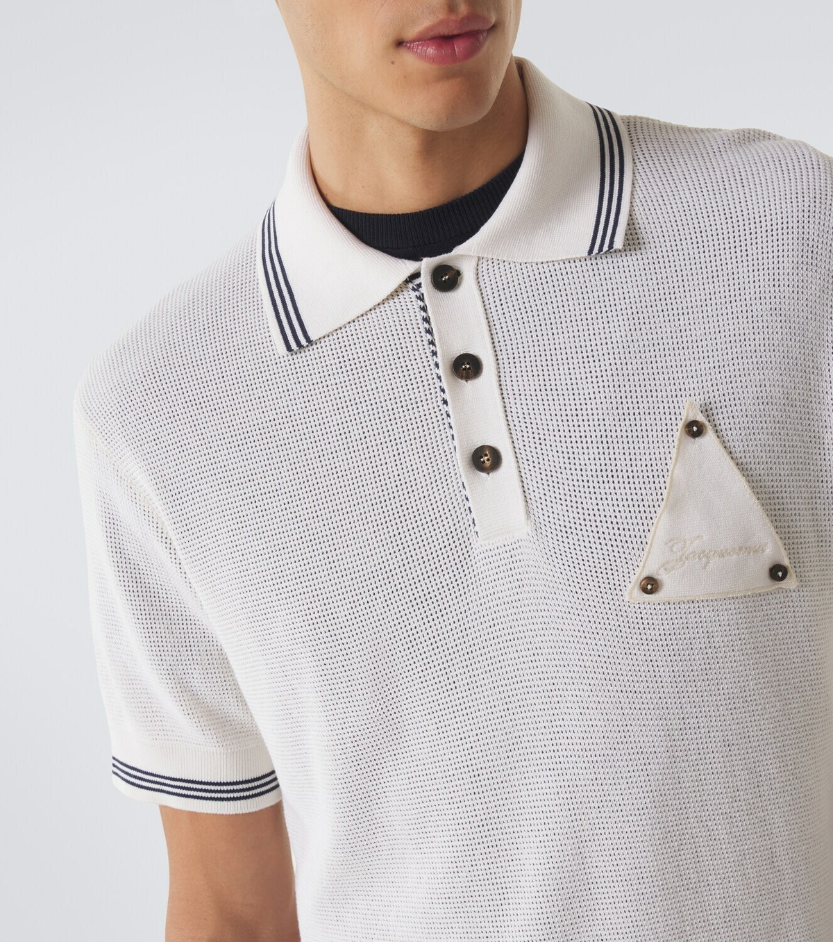 Jacquemus Voilier waffe-knit silk and cotton polo shirt
