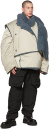 A. A. Spectrum Beige & Blue Monbert Reversible Down Jacket