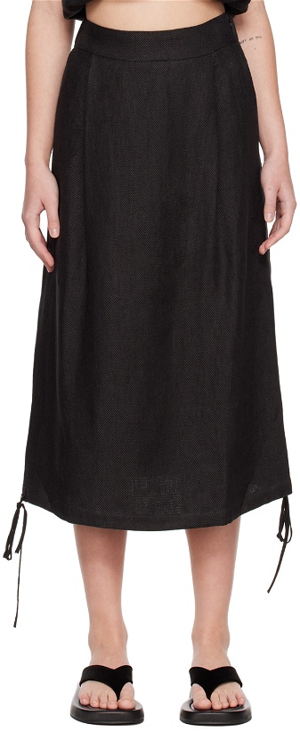 Photo: Missing You Already Black Drawstring Midi Skirt