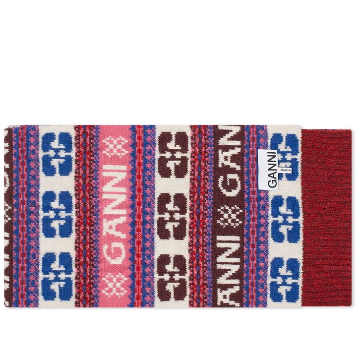 Photo: GANNI Women's Graphic Wool Scarf in Multicolour