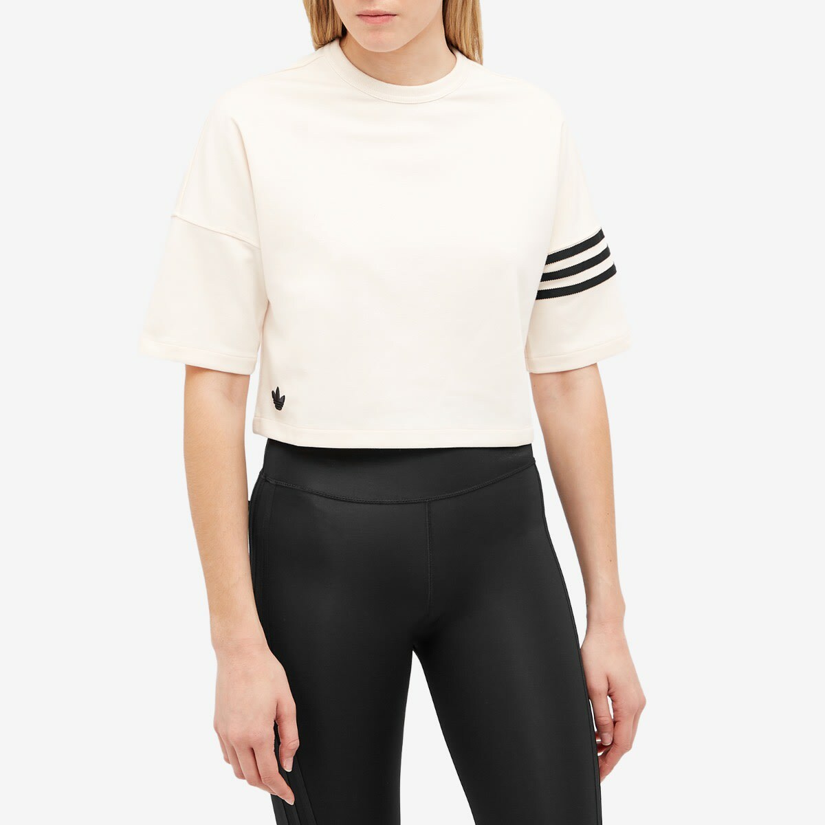 Adidas Women's Neu Classics Cropped T-Shirt in Wonder White/Black