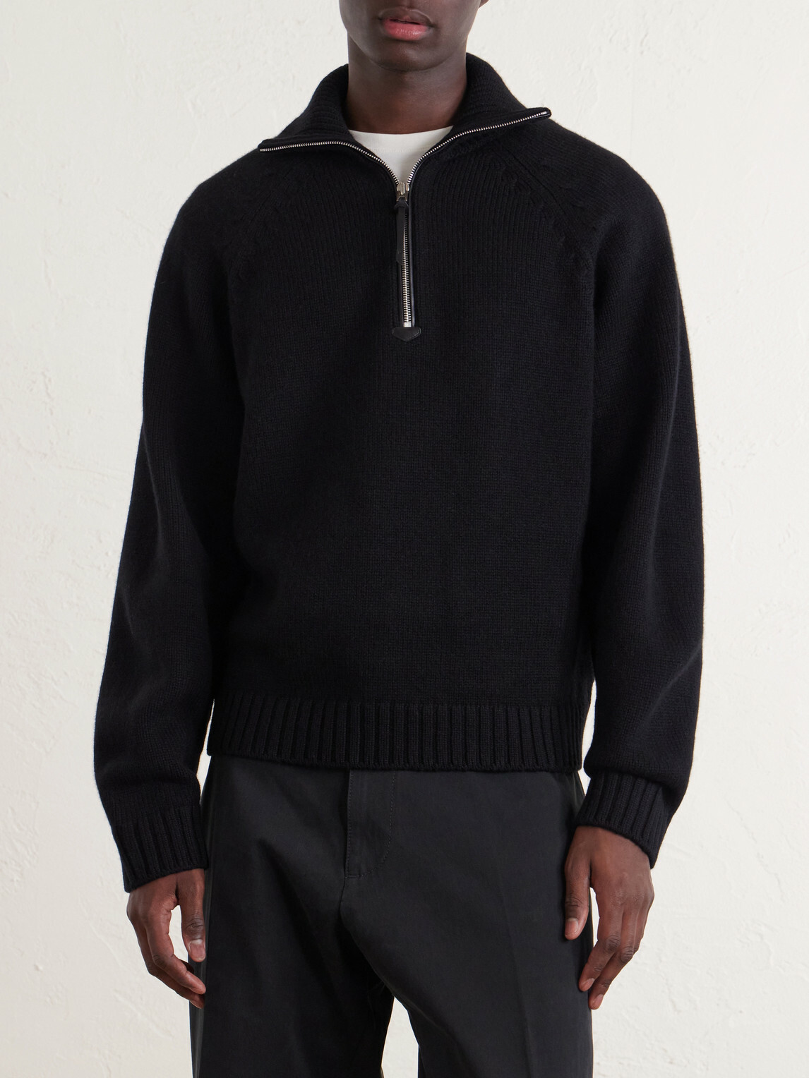 TOM FORD - Wool and Cashmere-Blend Half-Zip Sweater - Black