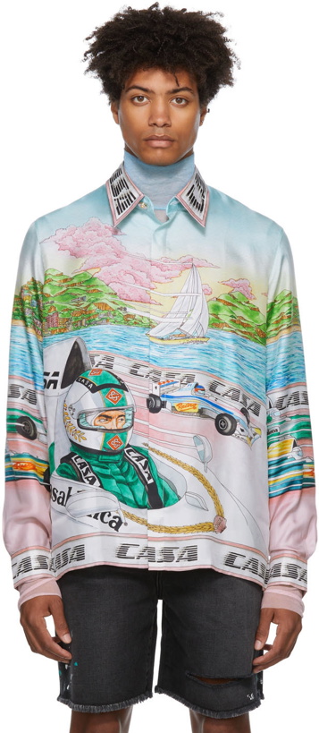 Photo: Casablanca Multicolor Silk 'The Art Of Racing' Shirt