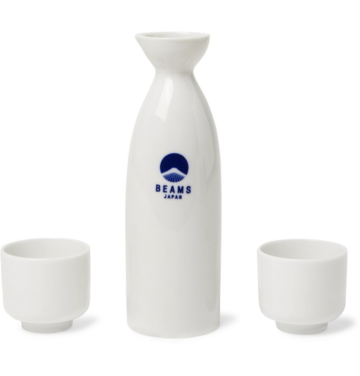 Photo: BY JAPAN - Beams Logo-Print Ceramic Sake Set - White