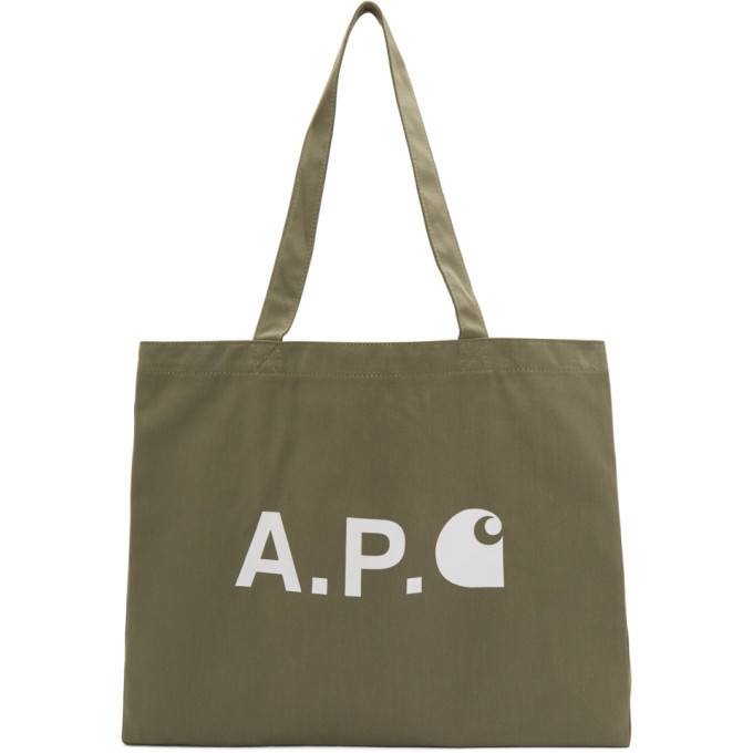 Photo: A.P.C. Khaki Carhartt WIP Edition Logo Shopping Tote