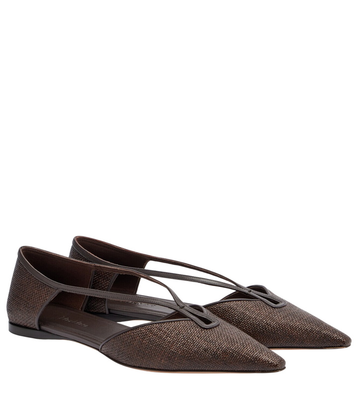 Photo: Max Mara Volpino leather-trimmed woven ballet flats