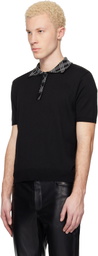 Ernest W. Baker Black Collar Check Jacquard Polo