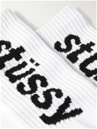 STÜSSY - Ribbed Logo-Jacquard Cotton-Blend Socks