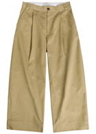 Studio Nicholson Peached Pleated Wide-leg Cotton-twill Trousers Tan