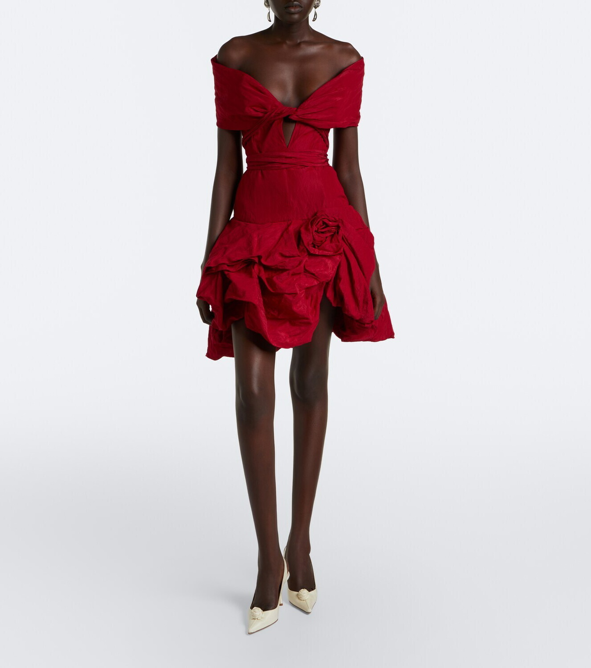 Magda Butrym Floral-appliqué satin slingback pumps