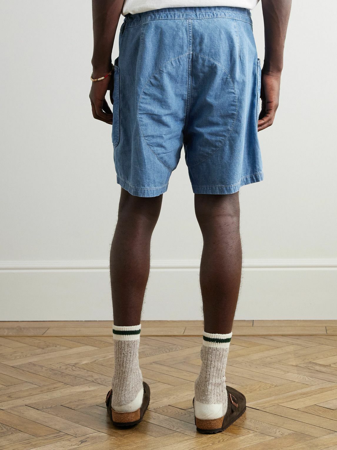 RRL - Caldwell Straight-Leg Cotton and Linen-Blend Chambray Shorts - Blue