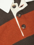 BODE - Logo-Embroidered Striped Wool Polo Shirt - Brown