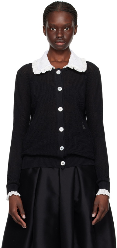 Photo: SHUSHU/TONG Black Ruffled Cardigan