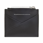 MM6 Maison Margiela Men's Crossover Calf Leather Zip Cardholder in Black