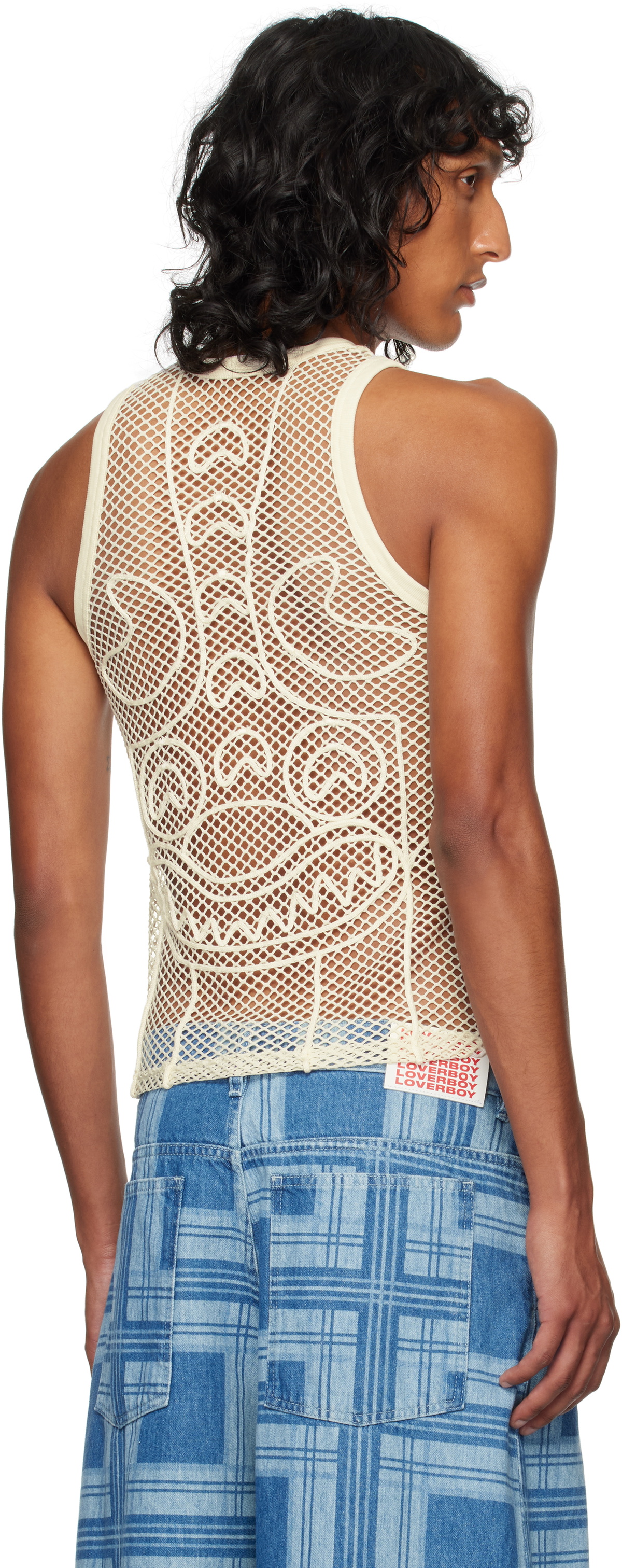 Charles Jeffrey LOVERBOY SSENSE Exclusive Off-White Graphic Net Tank Top