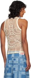 Charles Jeffrey LOVERBOY SSENSE Exclusive Off-White Graphic Net Tank Top