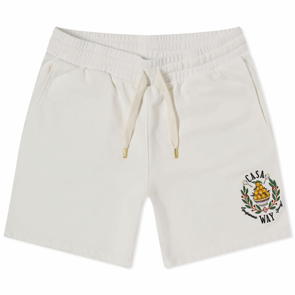 Photo: Casablanca Men's Casa Way Embroidered Sweat Shorts in Off White