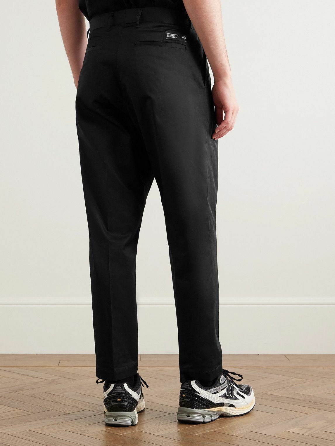 Neighborhood - Tapered Pleated Cotton and Linen-Blend Twill Trousers - Black