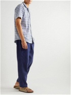 OAS - Straight-Leg Cotton-Terry Drawstring Trousers - Blue