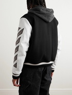 Off-White - Lea Appliquéd Embroidered Leather and Wool-Blend Varsity Jacket - Black