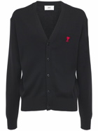 AMI PARIS Logo Fine Wool Knit Cardigan