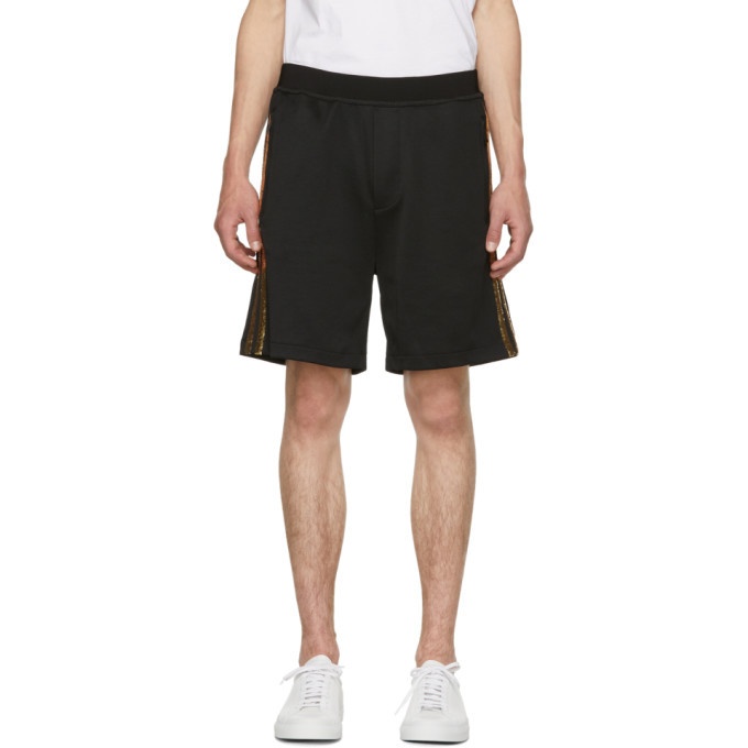 Photo: Dsquared2 Black and Gold Jersey Shorts