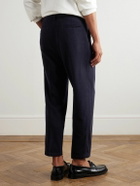 Massimo Alba - Tapered Pleated Virgin Wool and Cotton-Blend Trousers - Blue