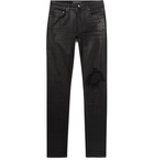 AMIRI - Skinny-Fit Distressed Waxed Stretch-Denim Jeans - Men - Black