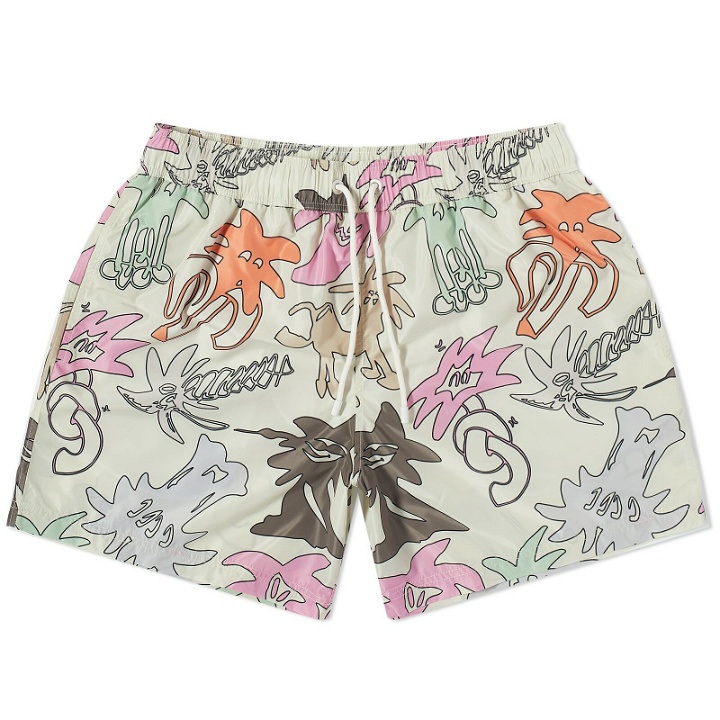 Photo: Palm Angels Men's All Over Print Swim Shorts in Butter