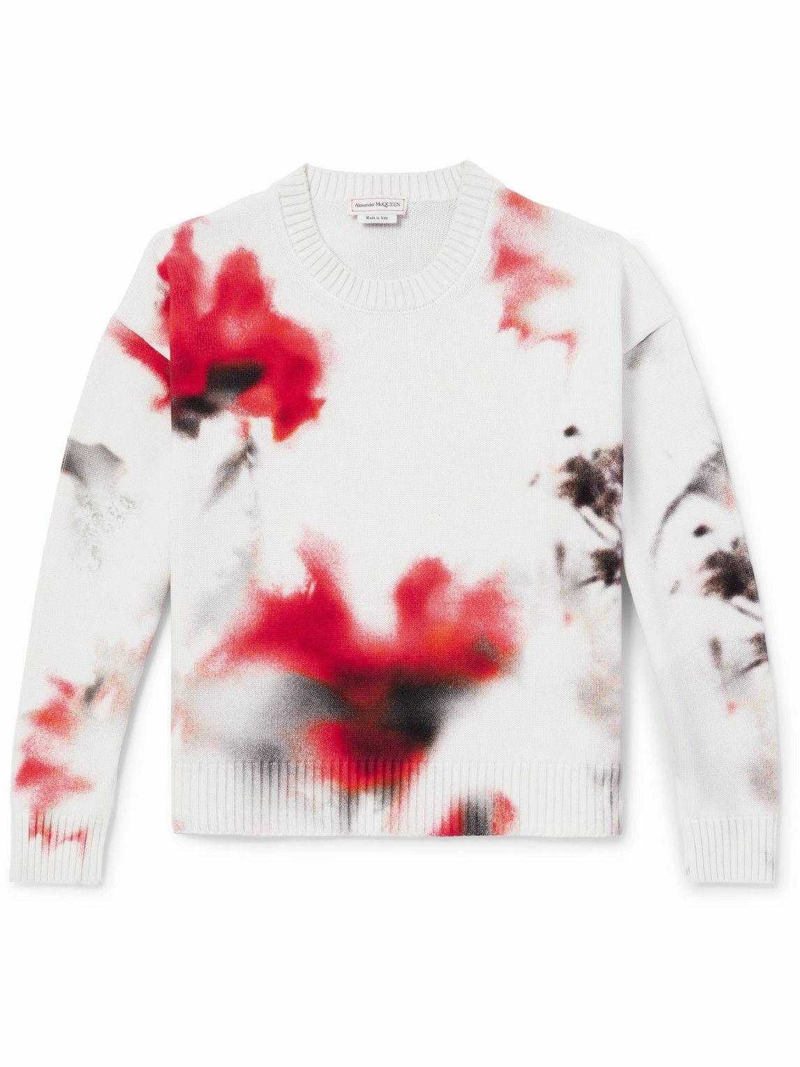 Alexander McQueen Printed Cotton Sweater White Alexander McQueen