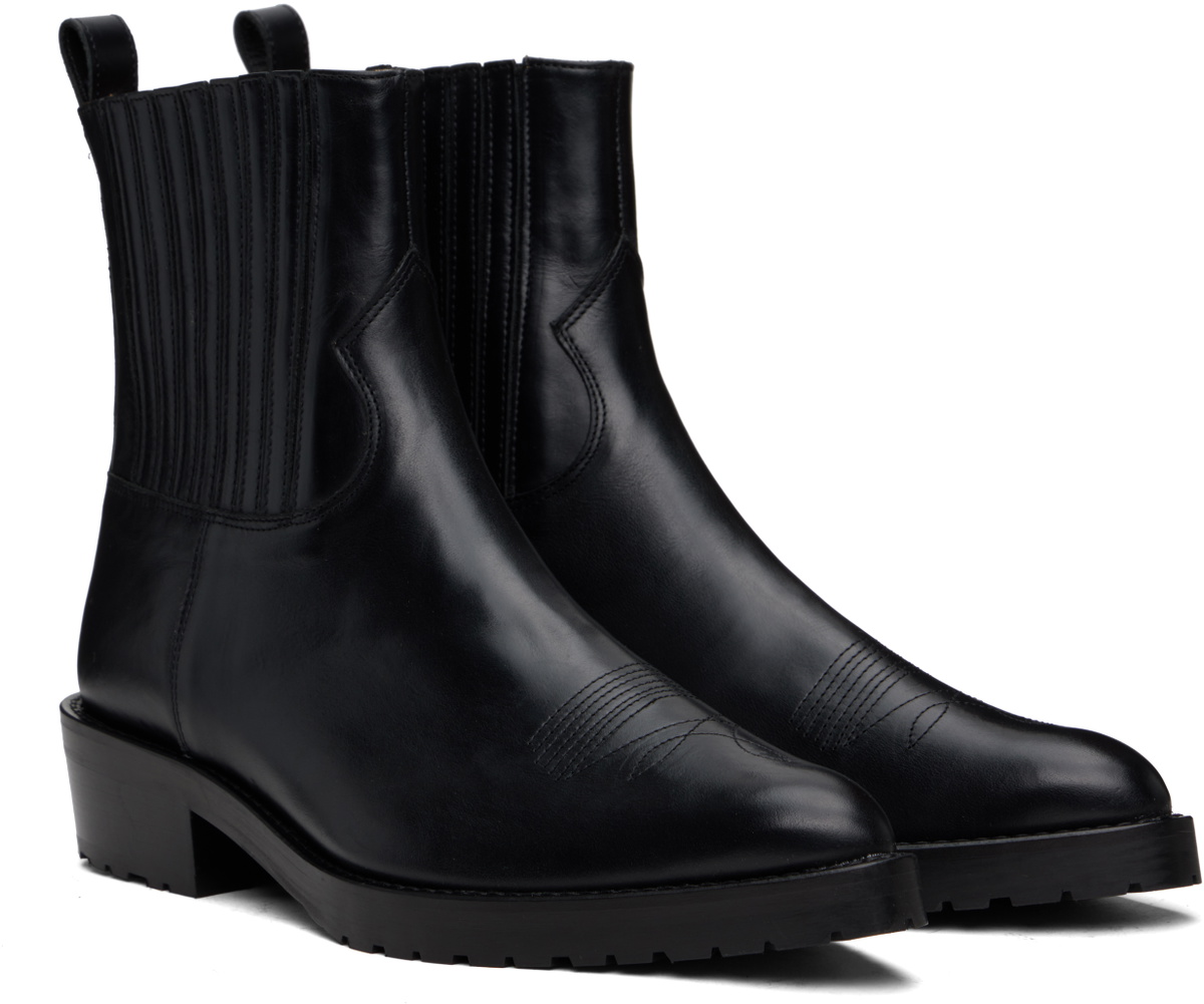 Toga Virilis SSENSE Exclusive Black Hard Leather Chelsea Boots