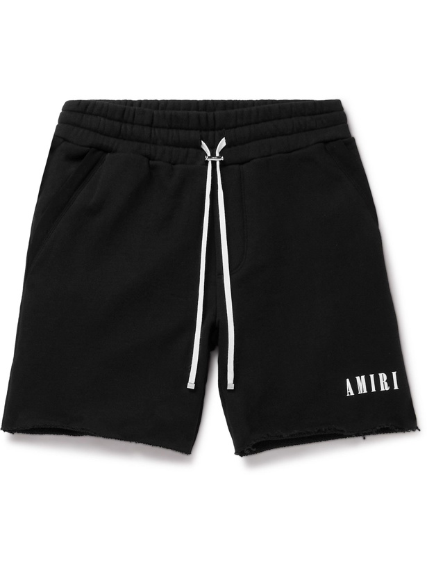 Photo: AMIRI - Wide-Leg Grosgrain-Trimmed Cotton-Jersey Drawstring Shorts - Black