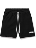 AMIRI - Wide-Leg Grosgrain-Trimmed Cotton-Jersey Drawstring Shorts - Black