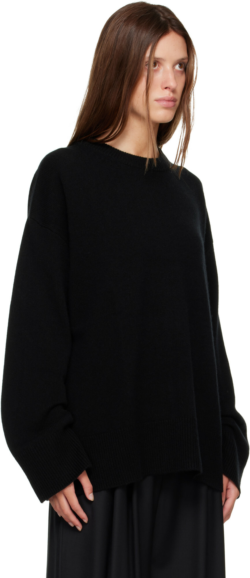 R2W Black Rasmo Wool Cash Round Sweater