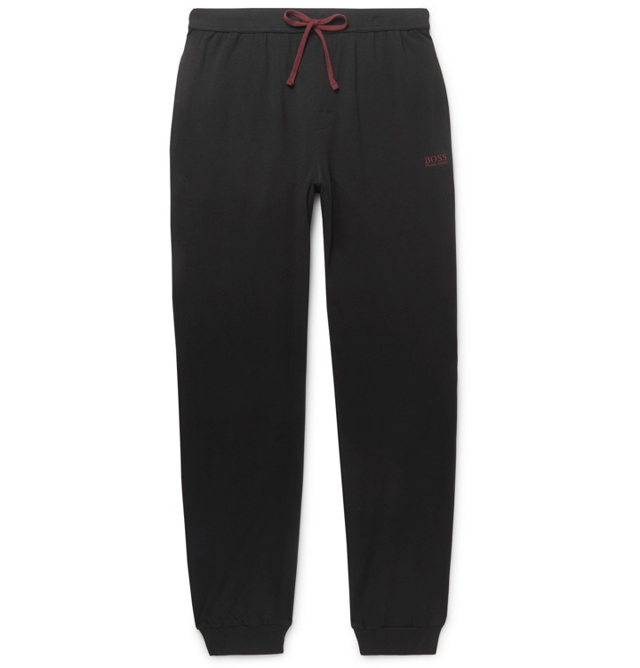 Photo: Hugo Boss - Tapered Stretch-Cotton Jersey Sweatpants - Black