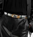 Déhanche Hollyhock croc-effect mirrored leather belt