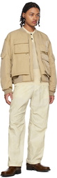 Solid Homme Beige Layered Bomber Jacket