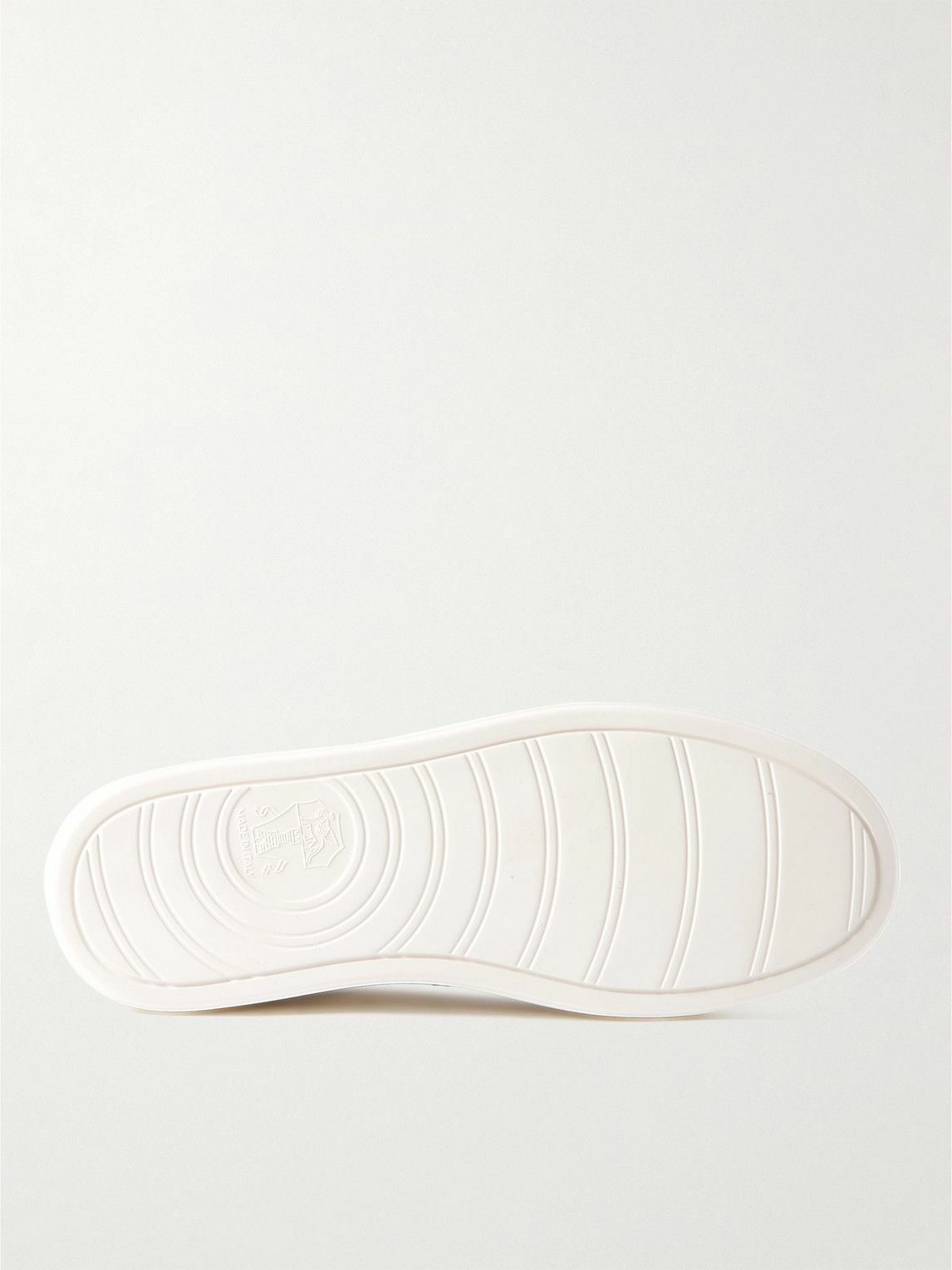 Brunello Cucinelli - Suede-Trimmed Full-Grain Leather Sneakers - White