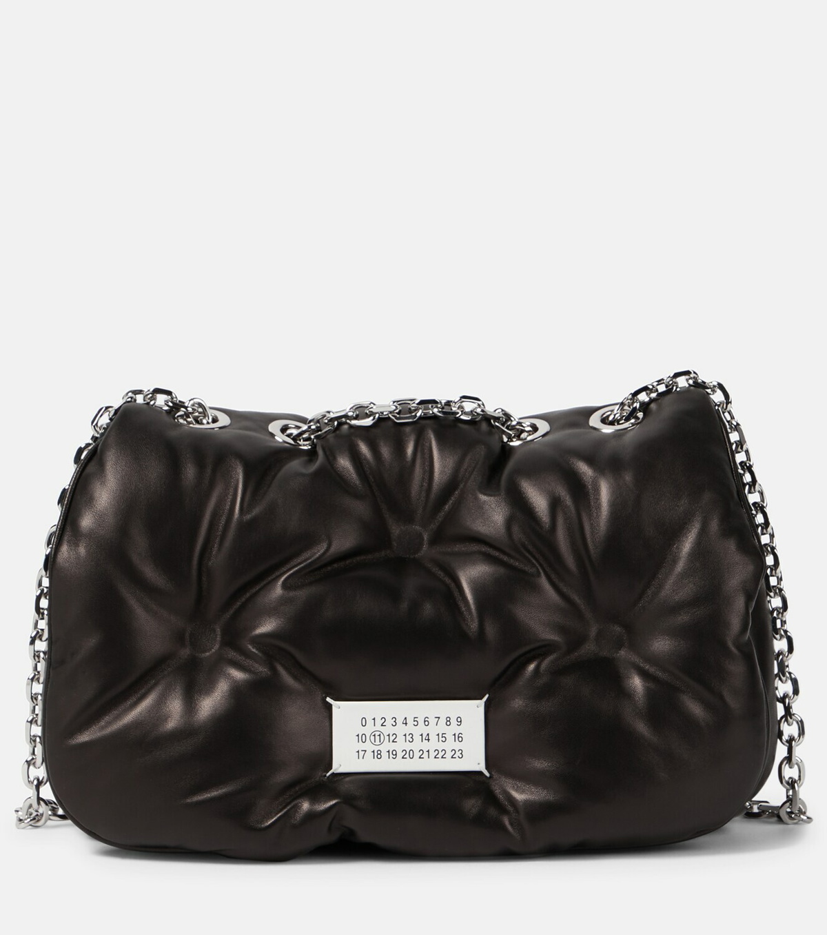 Glam Slam Leather Trimmed Shoulder Bag in Grey - Maison Margiela