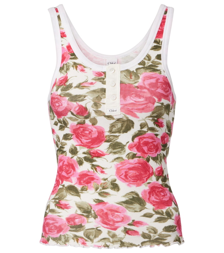 Photo: Chloé Floral ribbed cotton-blend tank top